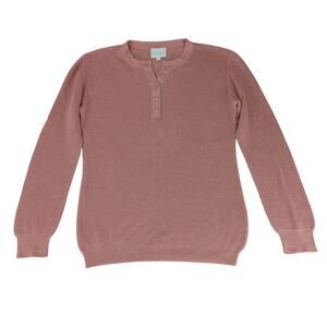 Sundays We‎ Are Sundays Henley Quarter Button Top Rose Pink Women's Large Knit